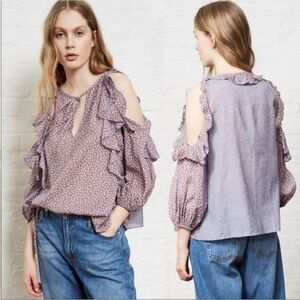 French Connection Elao Voile Cold-Shoulder Blouse